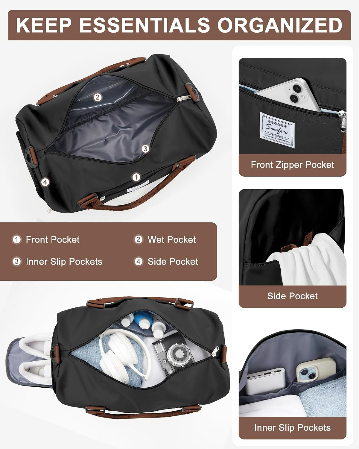 Ultimate Waterproof Gym Bag with Shoe Compartment & Wet Pocket - Your Perfect Travel Companion for Sports and Weekend Adventures