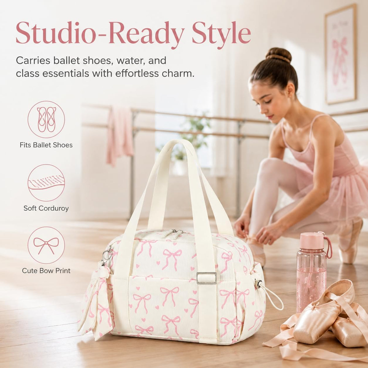 Aesthetic Mini Gym Bag for Women with Wet Dry Pocket, Lightweight Corduroy Dance Ballet Gymnastic Small Tote Bag for Workout Yoga Clean Girl Lifestyle Overnight Weekend Trip