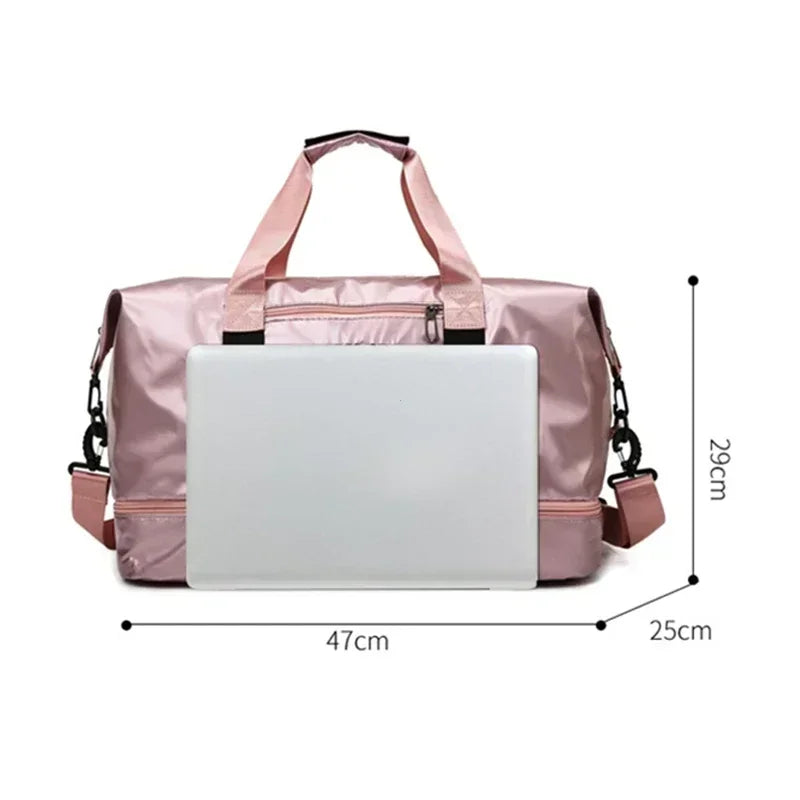 Large Capacity Women'S Fitness Duffel Bag Waterproof Pearlescent Sports Training Handbag with Shoe Pocket Yoga Travel Bag