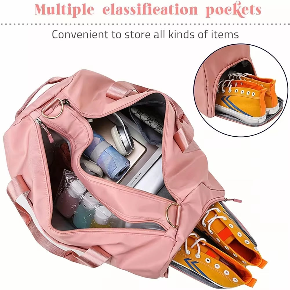 Men'S Gym Bag with Shoe Compartment and Wet Bag, Women'S Airplane Travel Duffel Bag, Sports Fitness Tote Bag for Swimming Yoga