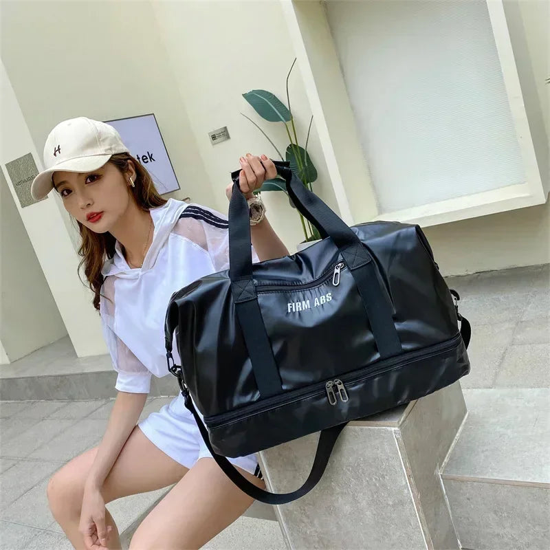 Large Capacity Women'S Fitness Duffel Bag Waterproof Pearlescent Sports Training Handbag with Shoe Pocket Yoga Travel Bag