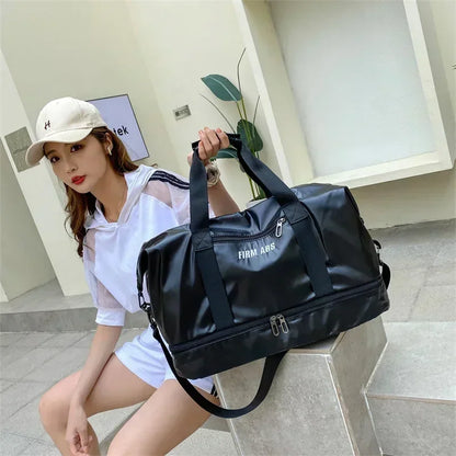 Large Capacity Women'S Fitness Duffel Bag Waterproof Pearlescent Sports Training Handbag with Shoe Pocket Yoga Travel Bag