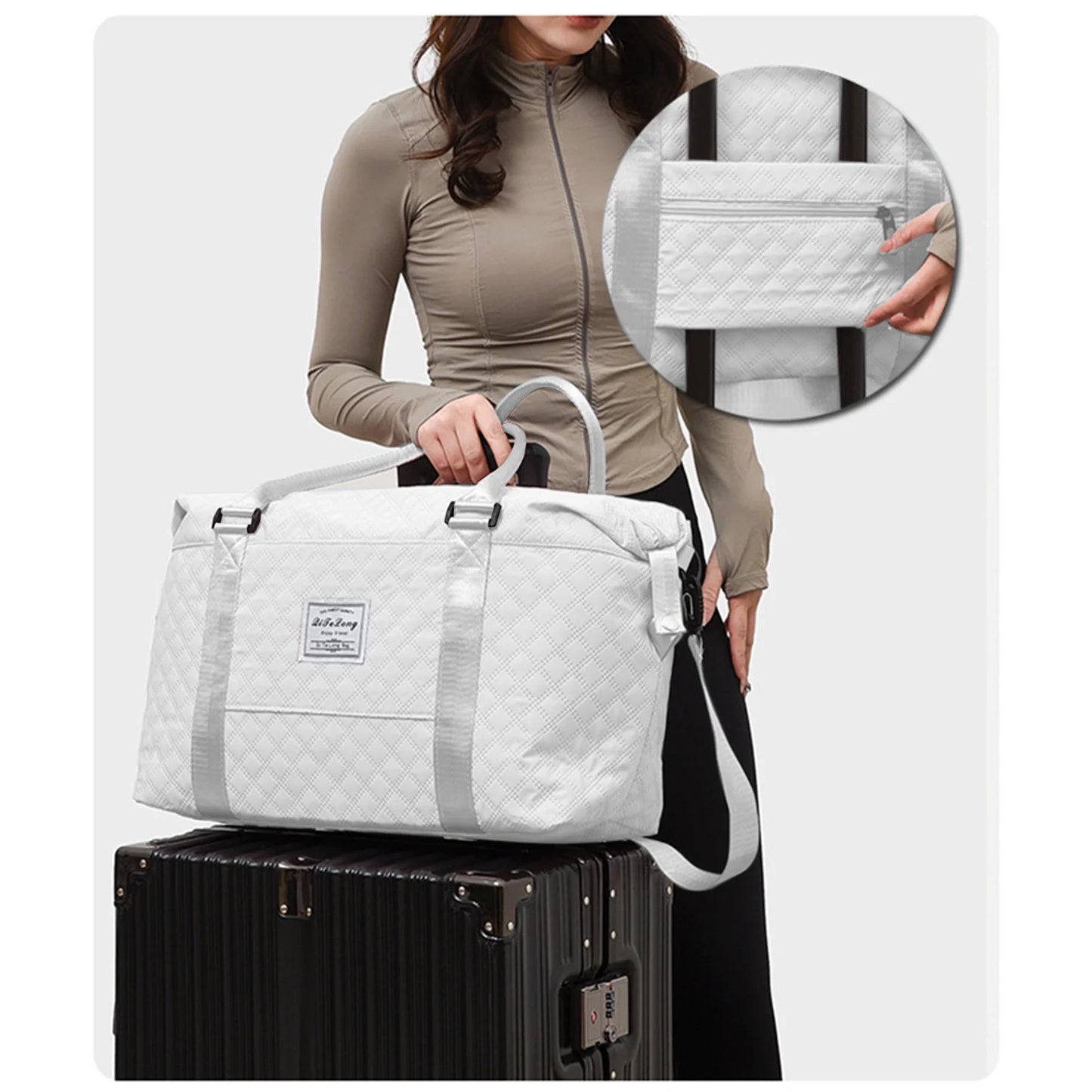 Travel Duffle Bag, Weekender Travel Bag Men Small Gym Bag for Women, Hospital Bag for Labor and Delivery, Overnight Bag Luggage Bag with Trolley Sleeve 18.11X13.78X6.69In