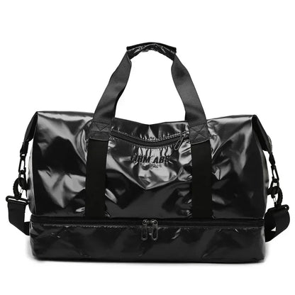 Large Capacity Women'S Fitness Duffel Bag Waterproof Pearlescent Sports Training Handbag with Shoe Pocket Yoga Travel Bag