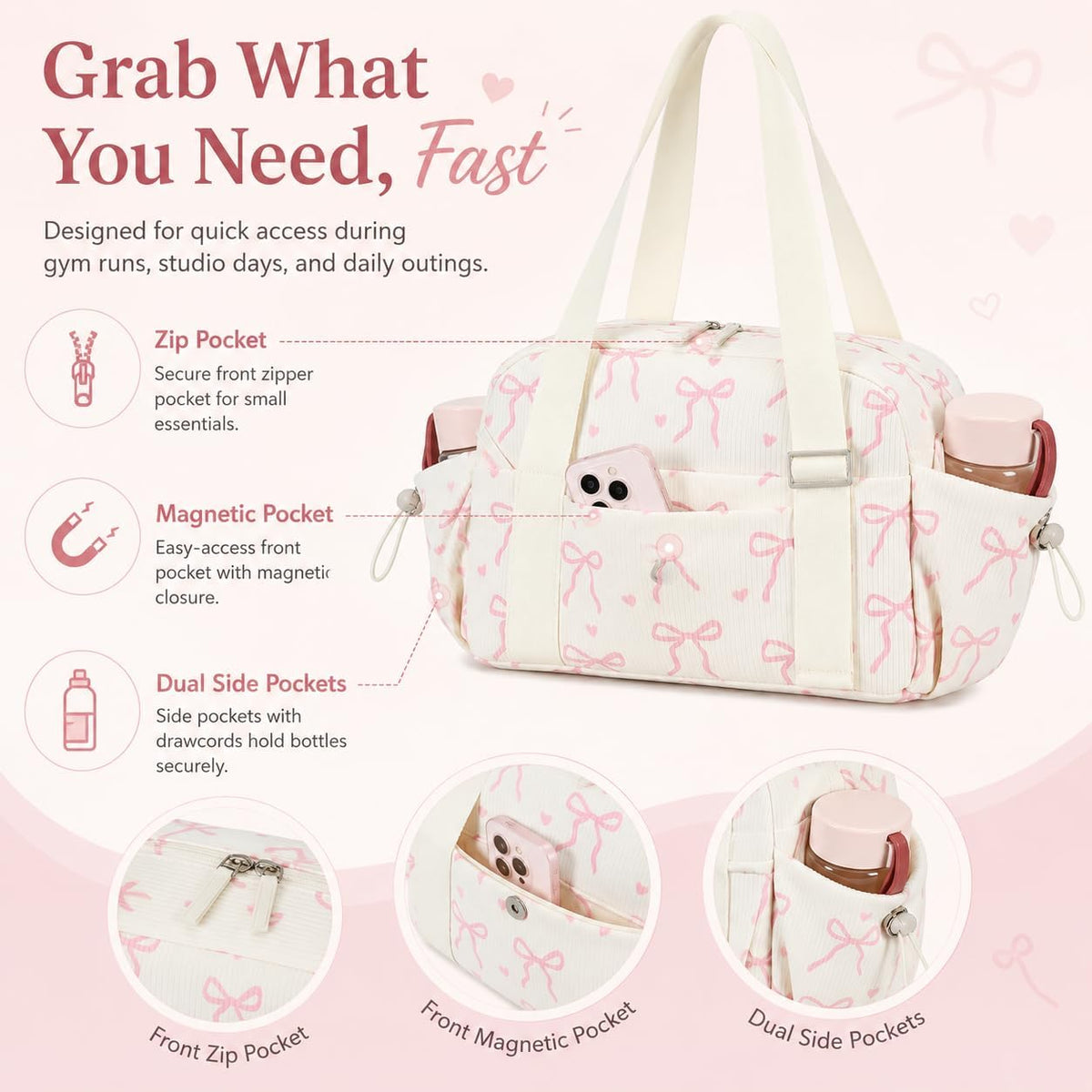 Aesthetic Mini Gym Bag for Women with Wet Dry Pocket, Lightweight Corduroy Dance Ballet Gymnastic Small Tote Bag for Workout Yoga Clean Girl Lifestyle Overnight Weekend Trip