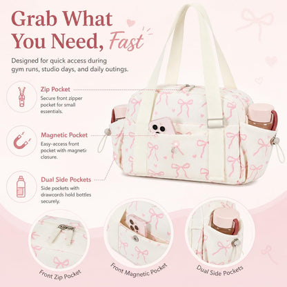 Aesthetic Mini Gym Bag for Women with Wet Dry Pocket, Lightweight Corduroy Dance Ballet Gymnastic Small Tote Bag for Workout Yoga Clean Girl Lifestyle Overnight Weekend Trip