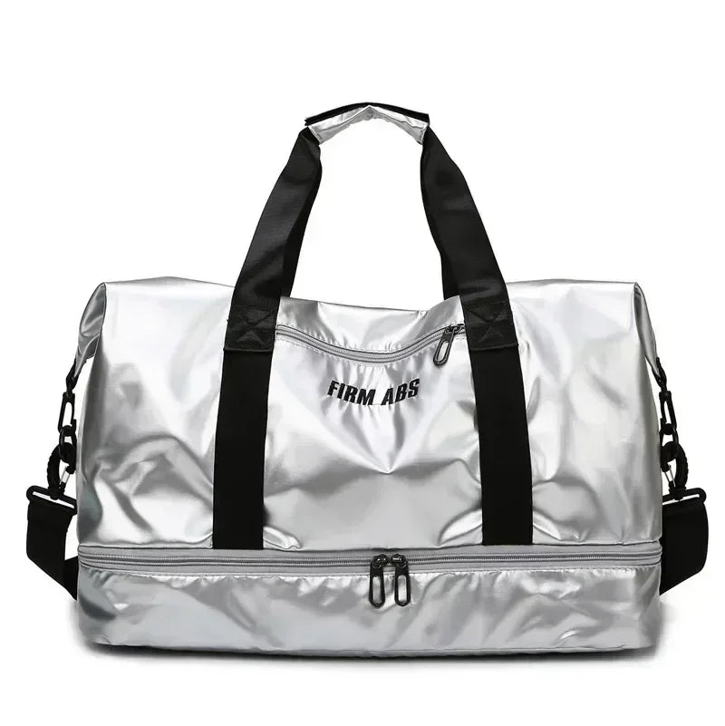 Large Capacity Women'S Fitness Duffel Bag Waterproof Pearlescent Sports Training Handbag with Shoe Pocket Yoga Travel Bag