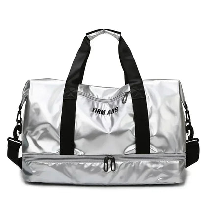 Large Capacity Women'S Fitness Duffel Bag Waterproof Pearlescent Sports Training Handbag with Shoe Pocket Yoga Travel Bag